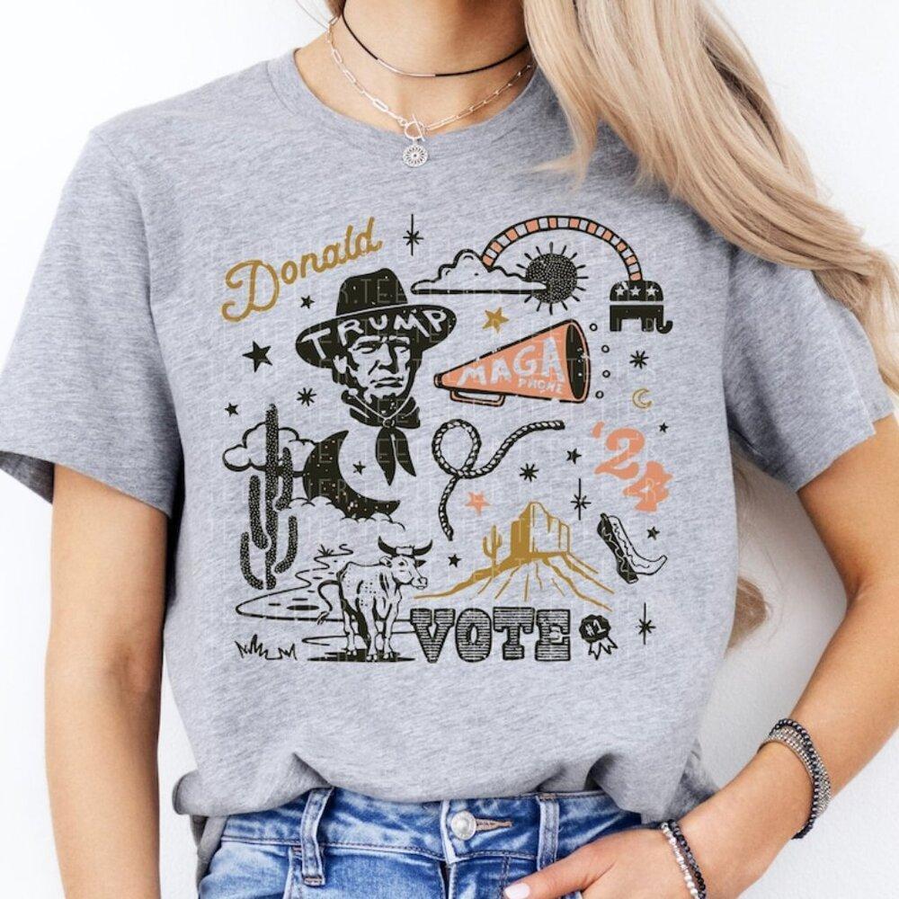 Trump Cowboy Western MAGA Patriotic Graphic Unisex T-Shirt